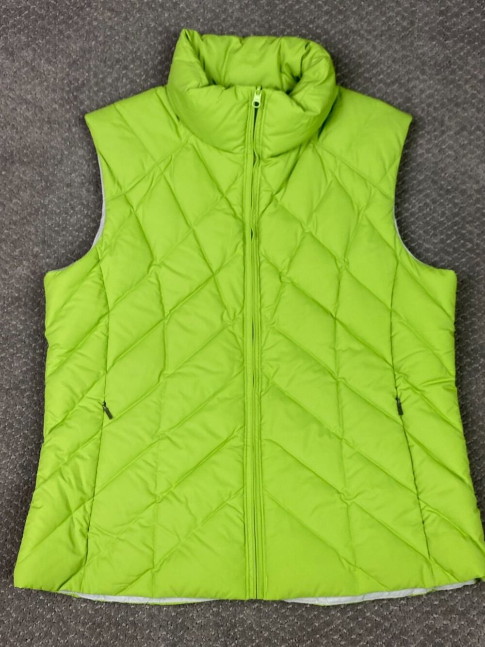 Columbia Womens Interchange Puffer Vest Large Lime Green Diamond Quilted Core L